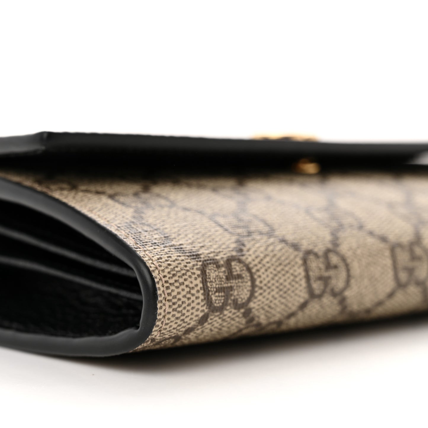 Dollar Calfskin GG Supreme Monogram Petite GG Marmont Wallet Chain Bag Black Beige Ebony