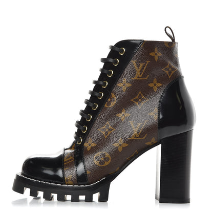 Louis Vuitton Patent Calfskin Monogram Star Trail Ankle Boots 38.5 Black 1 of 8