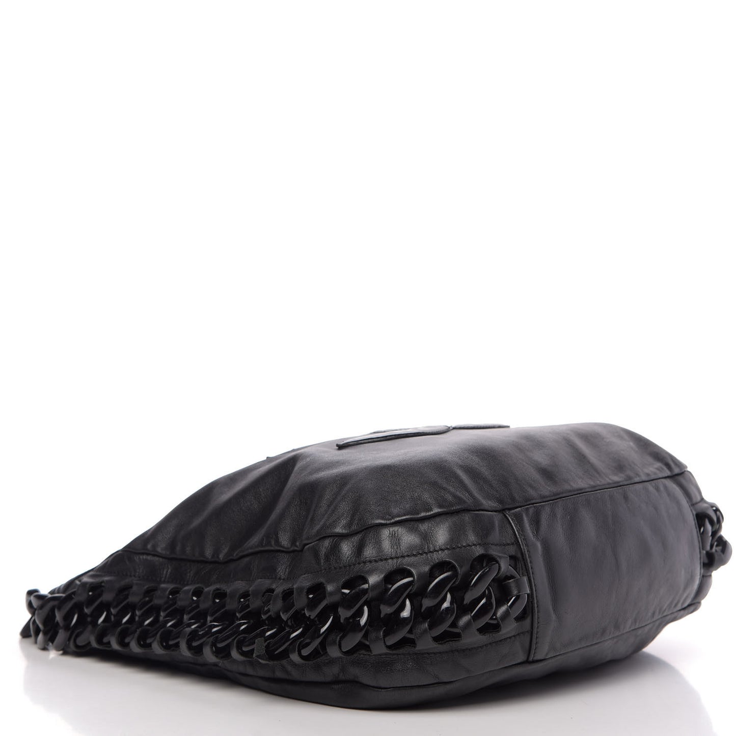 Calfskin Modern Chain Rhodoid Hobo Black
