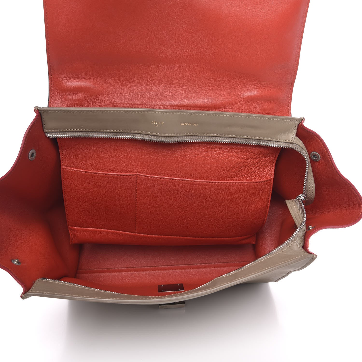 Celine Smooth Calfskin Suede Medium Tri-Color Trapeze Orange 5 of 14