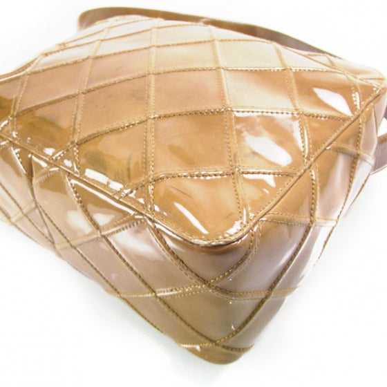 Patent Leather CC Shoulder Bag Beige