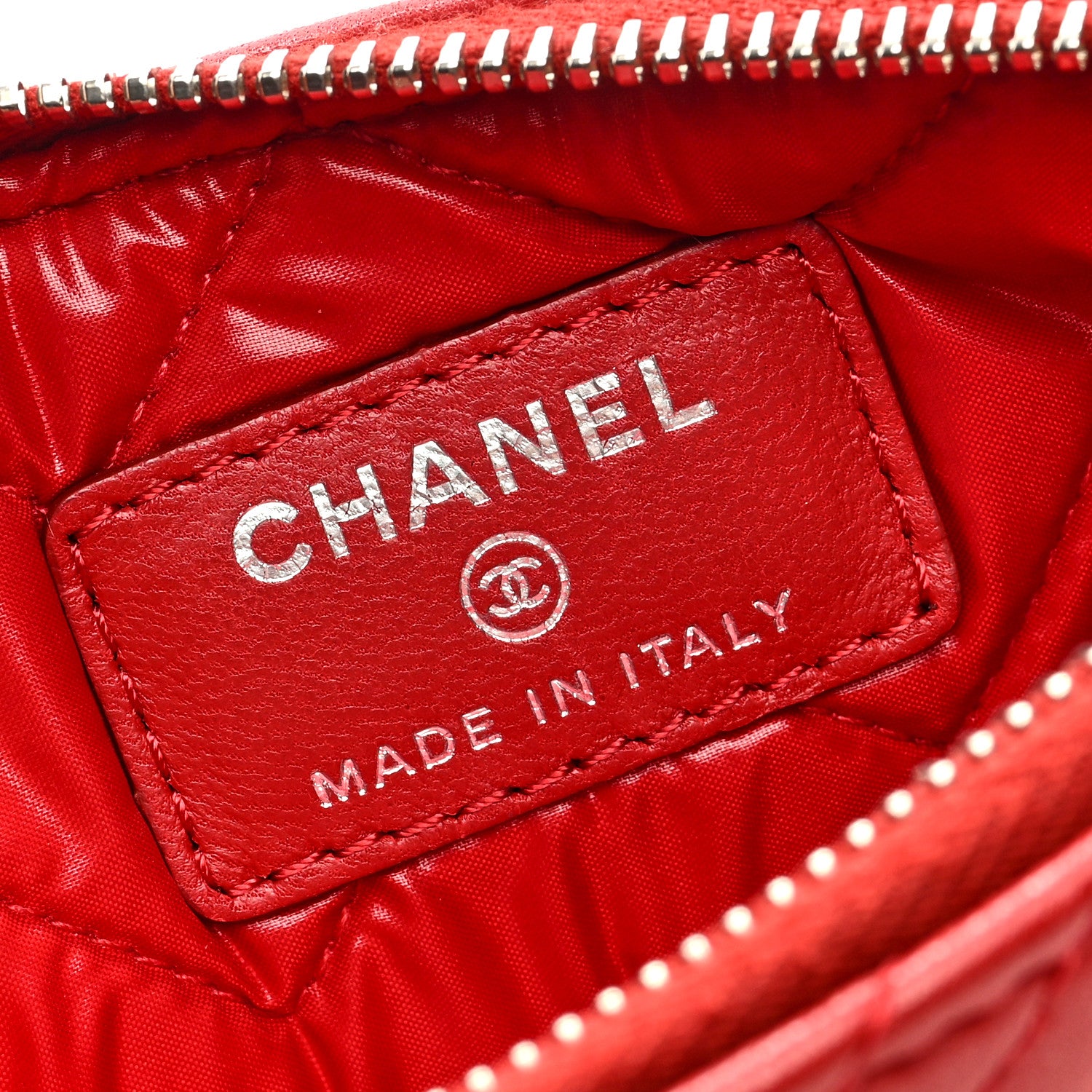 Chanel Lambskin Chevron Quilted Small Cosmetic Case Red 6 of 7