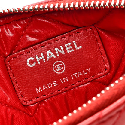 Chanel Lambskin Chevron Quilted Small Cosmetic Case Red 6 of 7