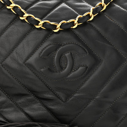Chanel Lambskin Chevron Quilted Tassel Camera Case Black 8 of 12