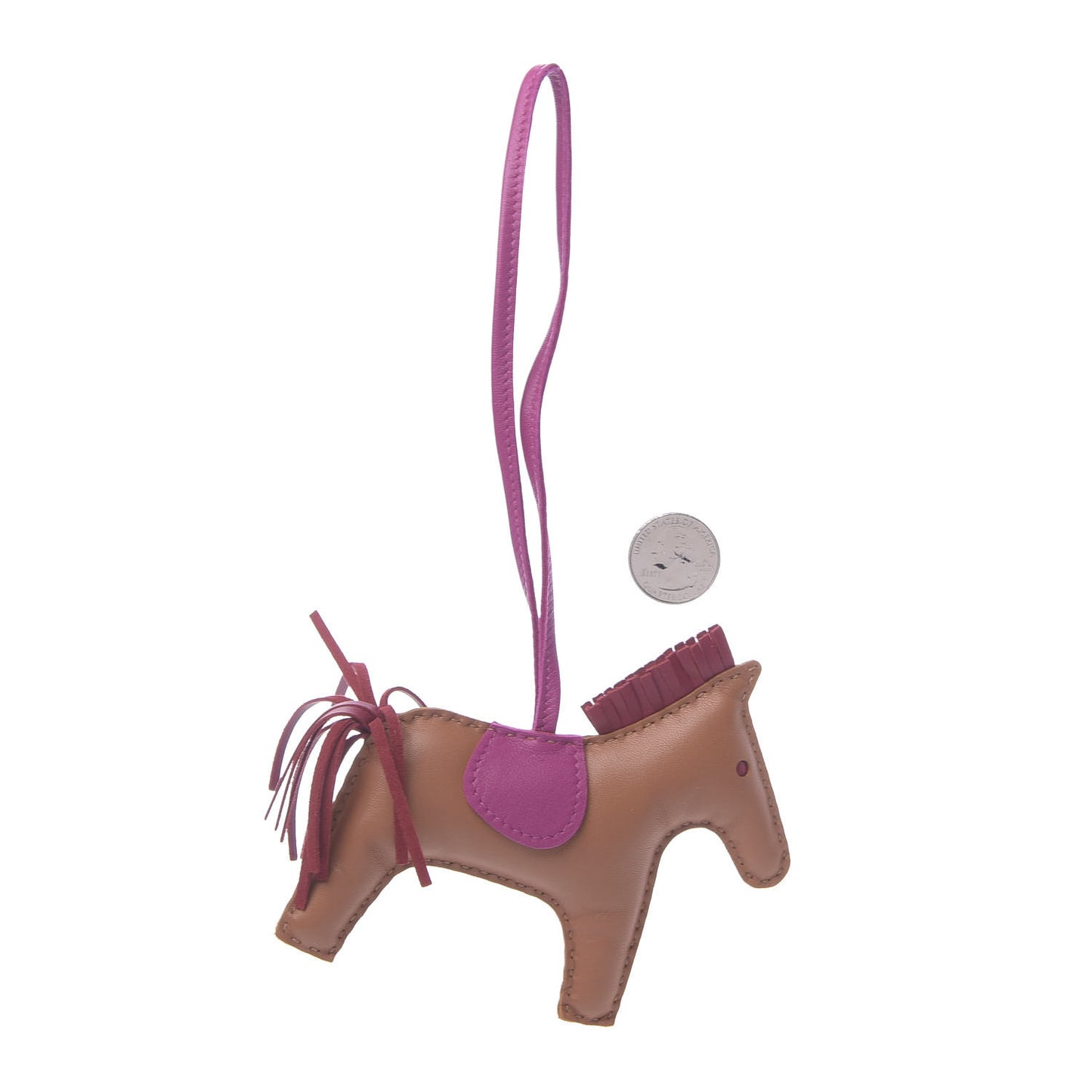 Milo Lambskin Grigri Rodeo Horse Bag Charm MM Gold Rubis Rose Pourpre