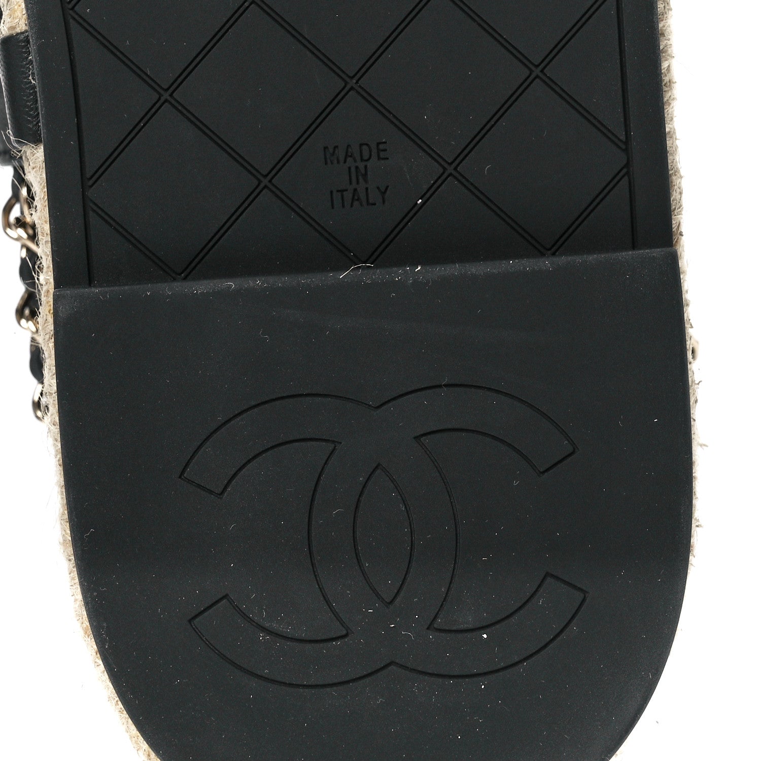 Chanel Lambskin Chain CC Thong Espadrille Sandals 39 Black 6 of 8
