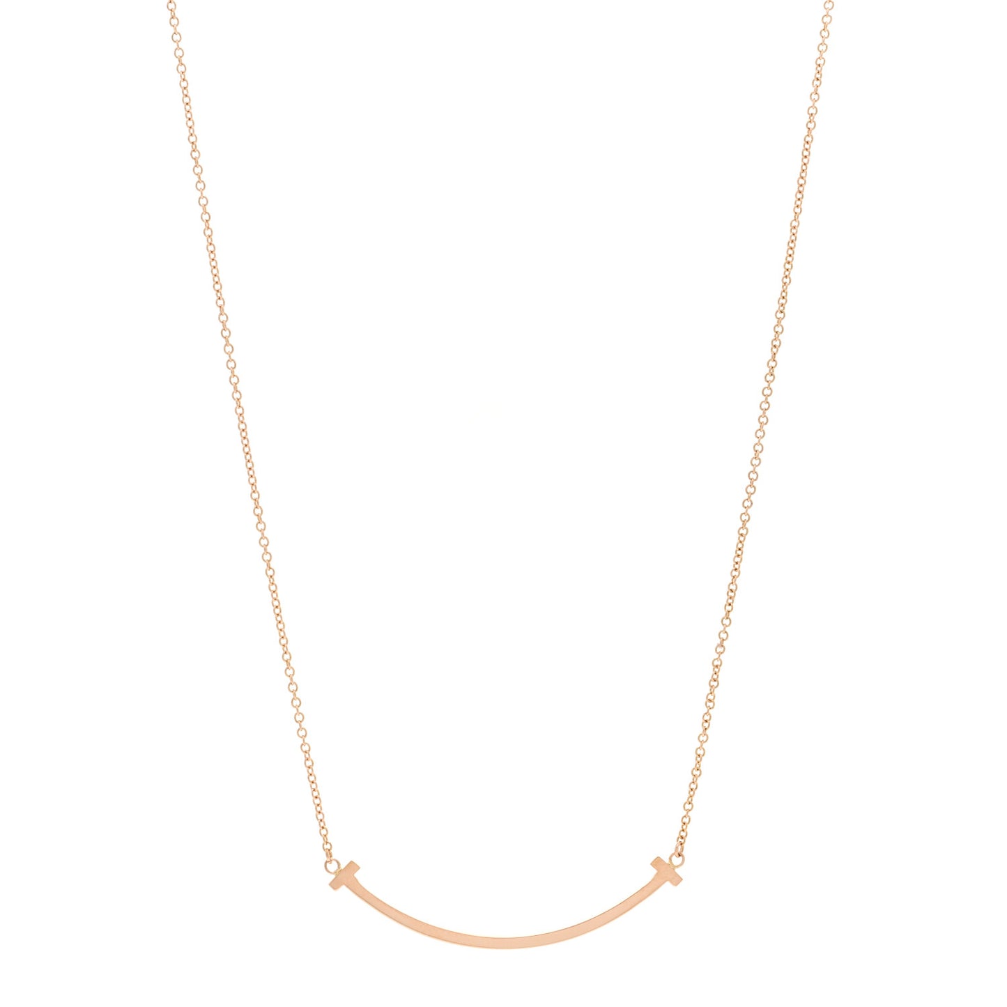18K Rose Gold Small T Smile Pendant Necklace