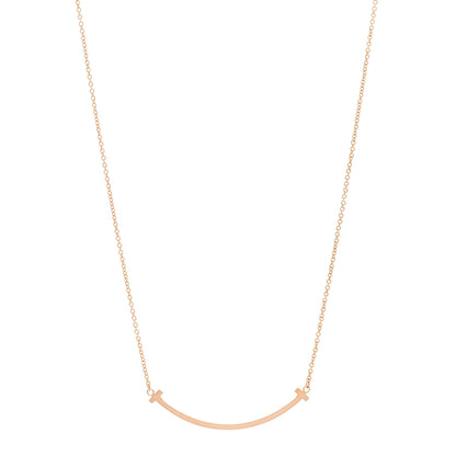 Tiffany 18K Rose Gold Small T Smile Pendant Necklace 1 of 4