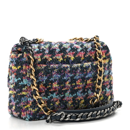 Chanel Tweed Quilted Medium Chanel 19 Flap Dark Multicolor 3 of 10