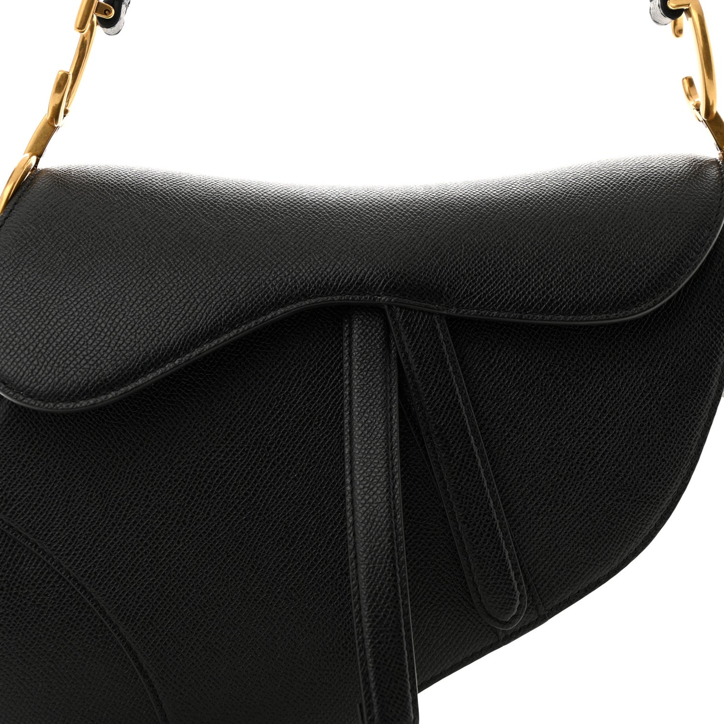 Grained Calfskin Saddle Bag Black