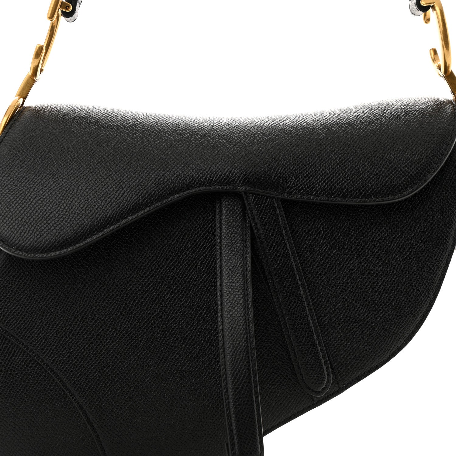 Christian Dior Grained Calfskin Saddle Bag Black 8 of 10