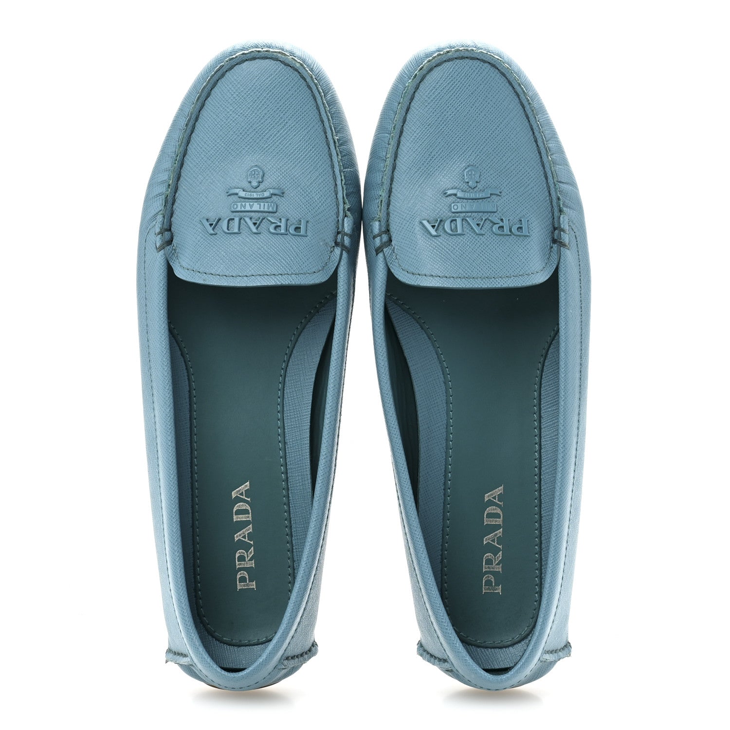 Prada Saffiano Logo Womens Loafers 39 Turchese 2 of 11