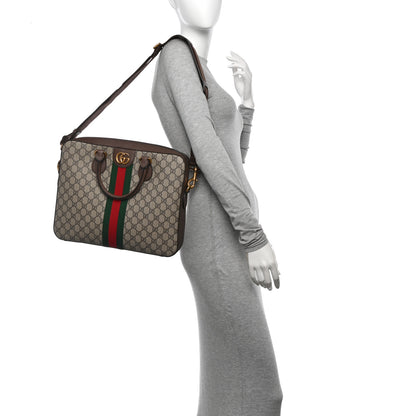 Gucci GG Supreme Monogram Textured Calfskin Web Medium Ophidia Briefcase Beige Ebony New Acero 2 of 10