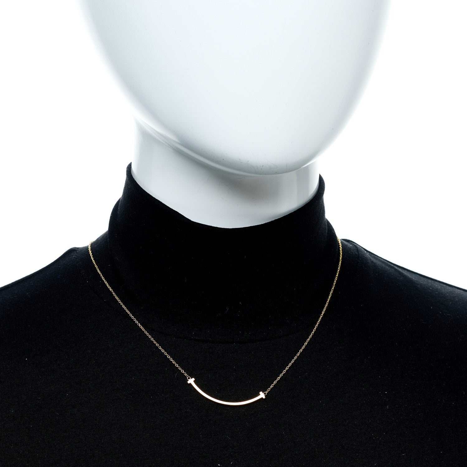 Tiffany 18K Yellow Gold Small T Smile Pendant Necklace 2 of 6