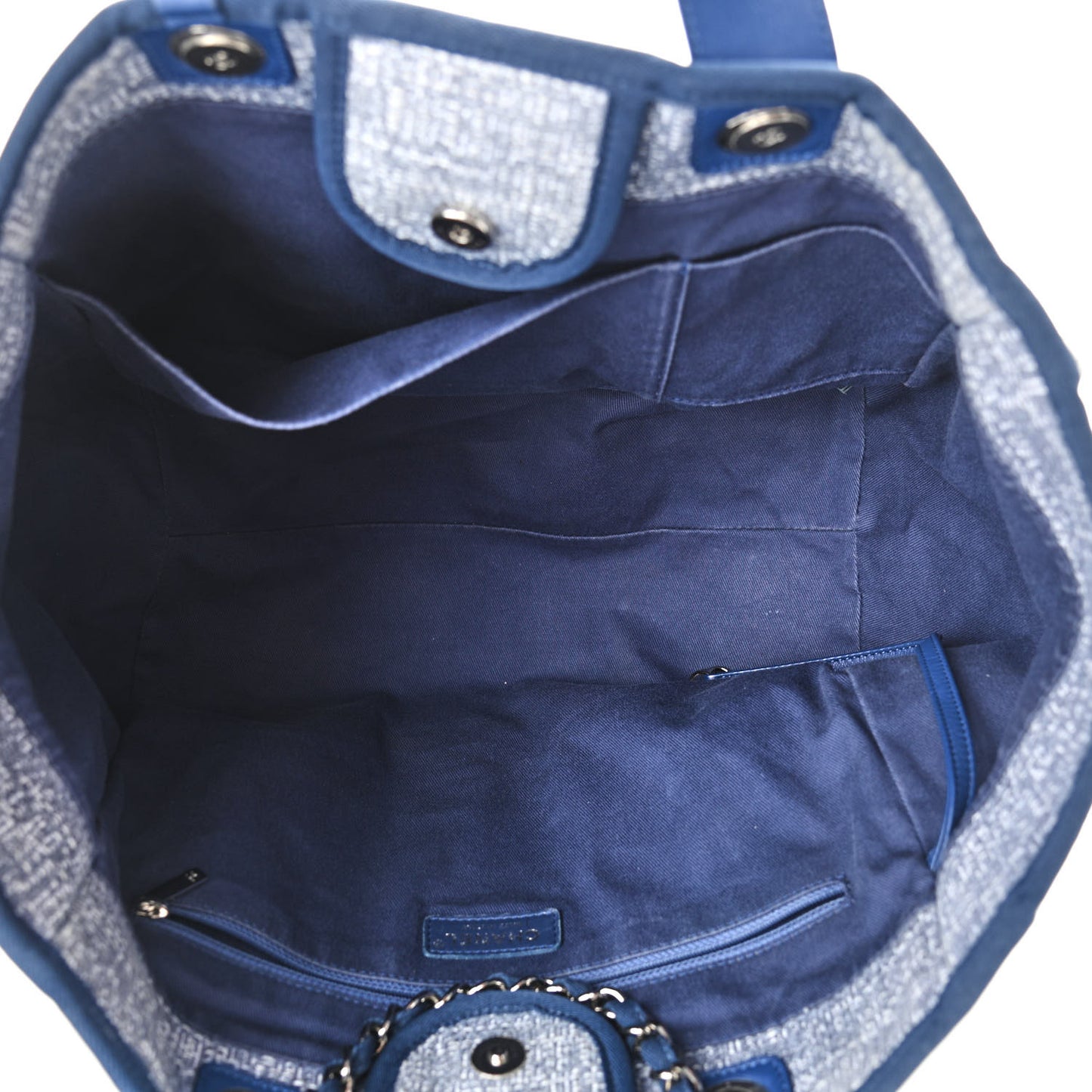 Woven Straw Raffia Medium Deauville Tote Blue