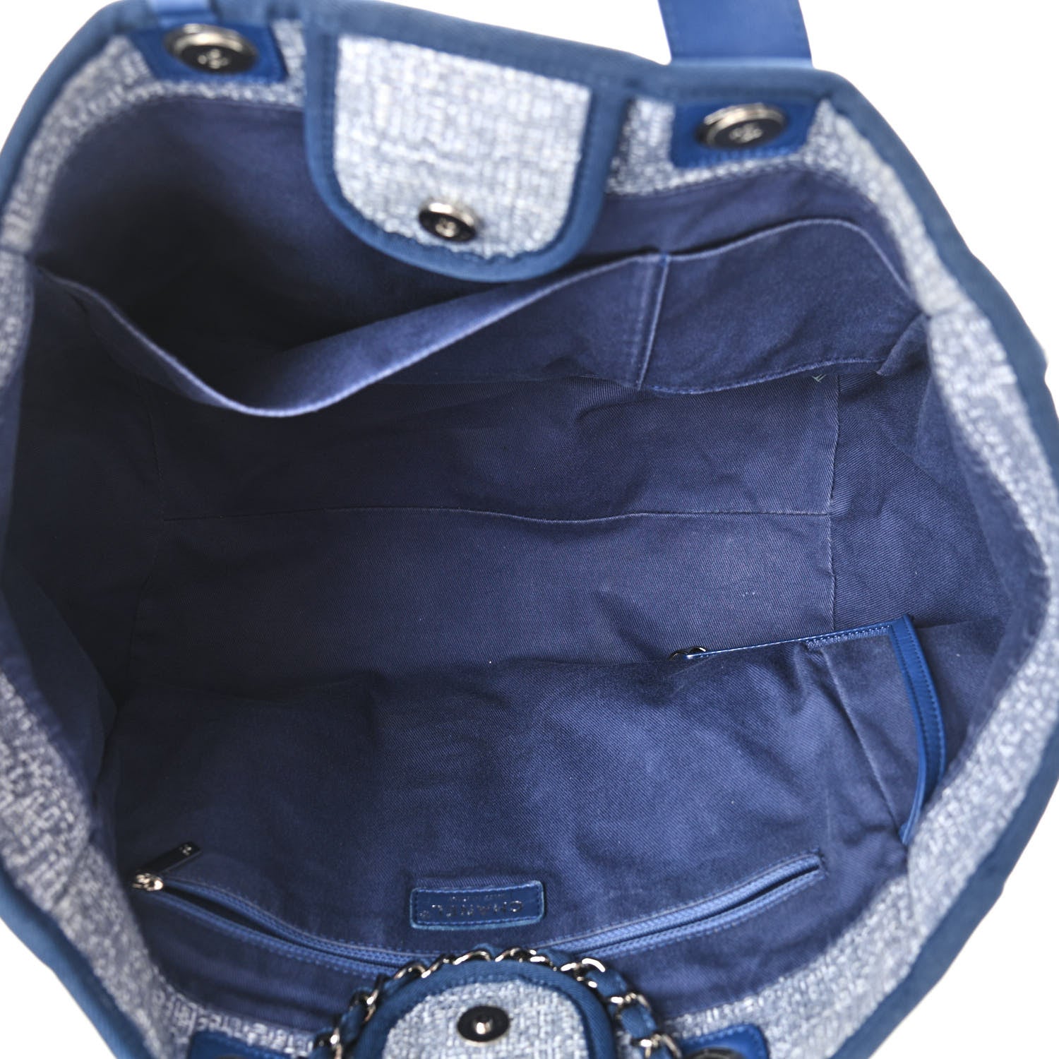 Chanel Woven Straw Raffia Medium Deauville Tote Blue 4 of 9