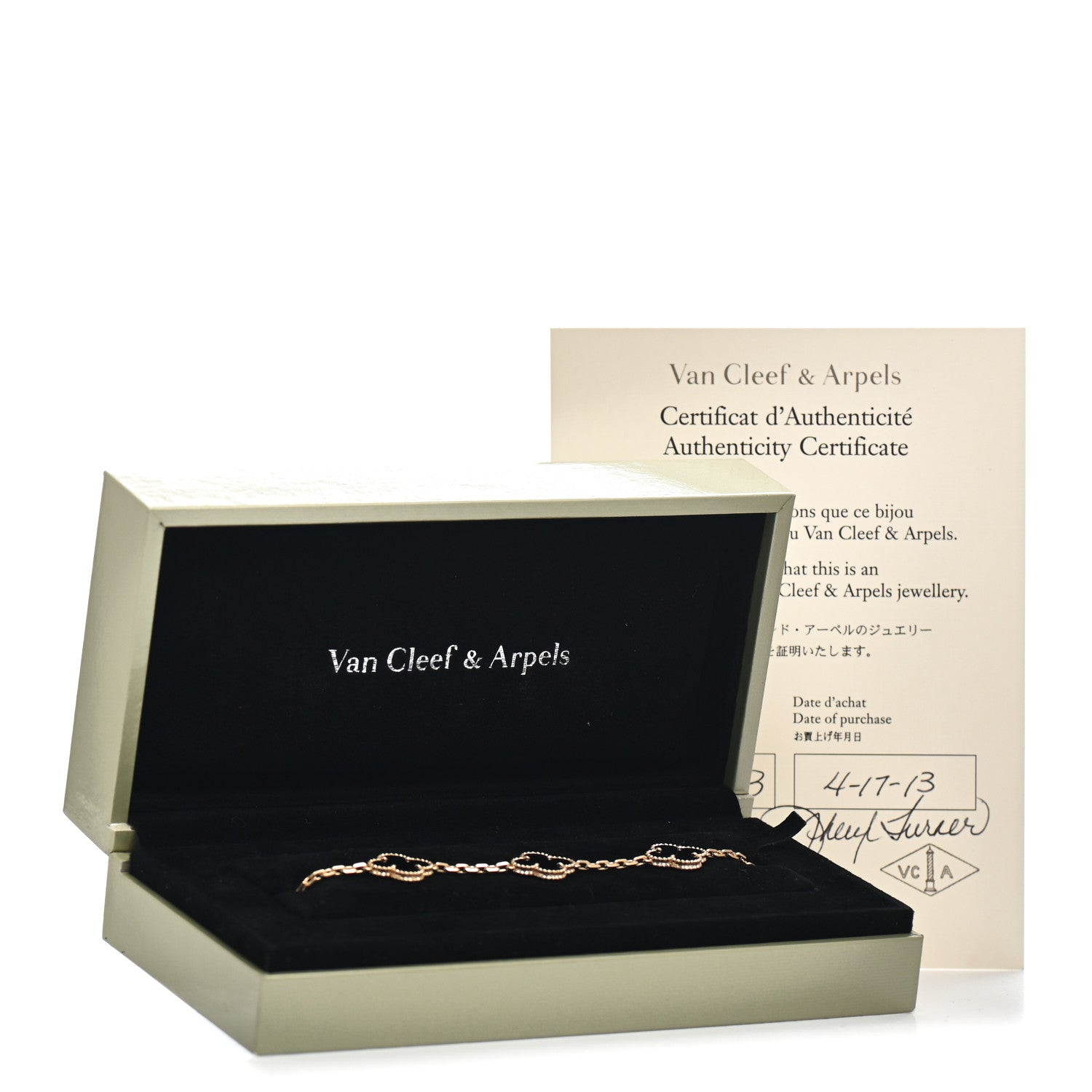 Van Cleef & Arpels 18K Yellow Gold Black Onyx 5 Motifs Vintage Alhambra Bracelet 5 of 5