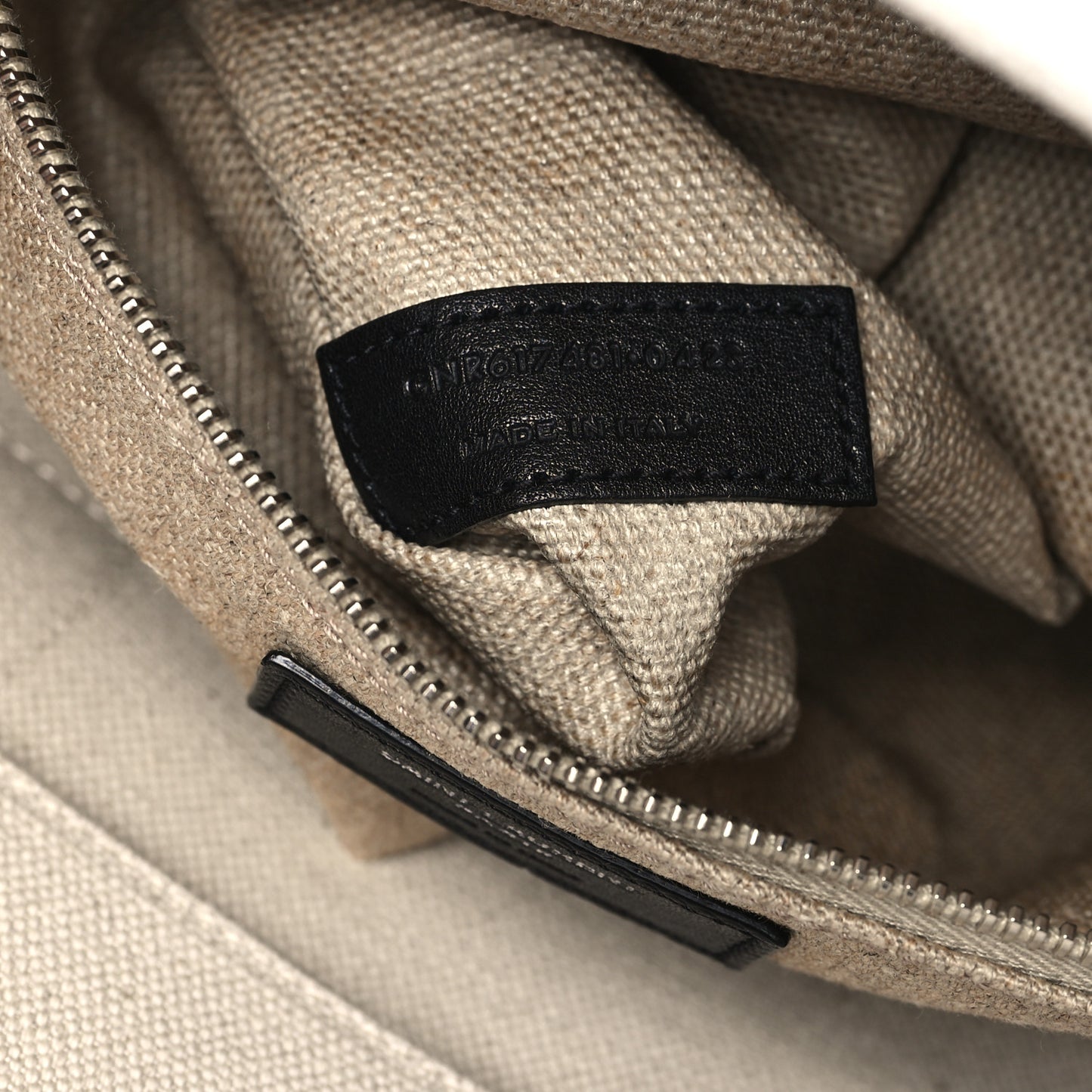 Linen Calfskin Small Rive Gauche Tote Greggio Natural