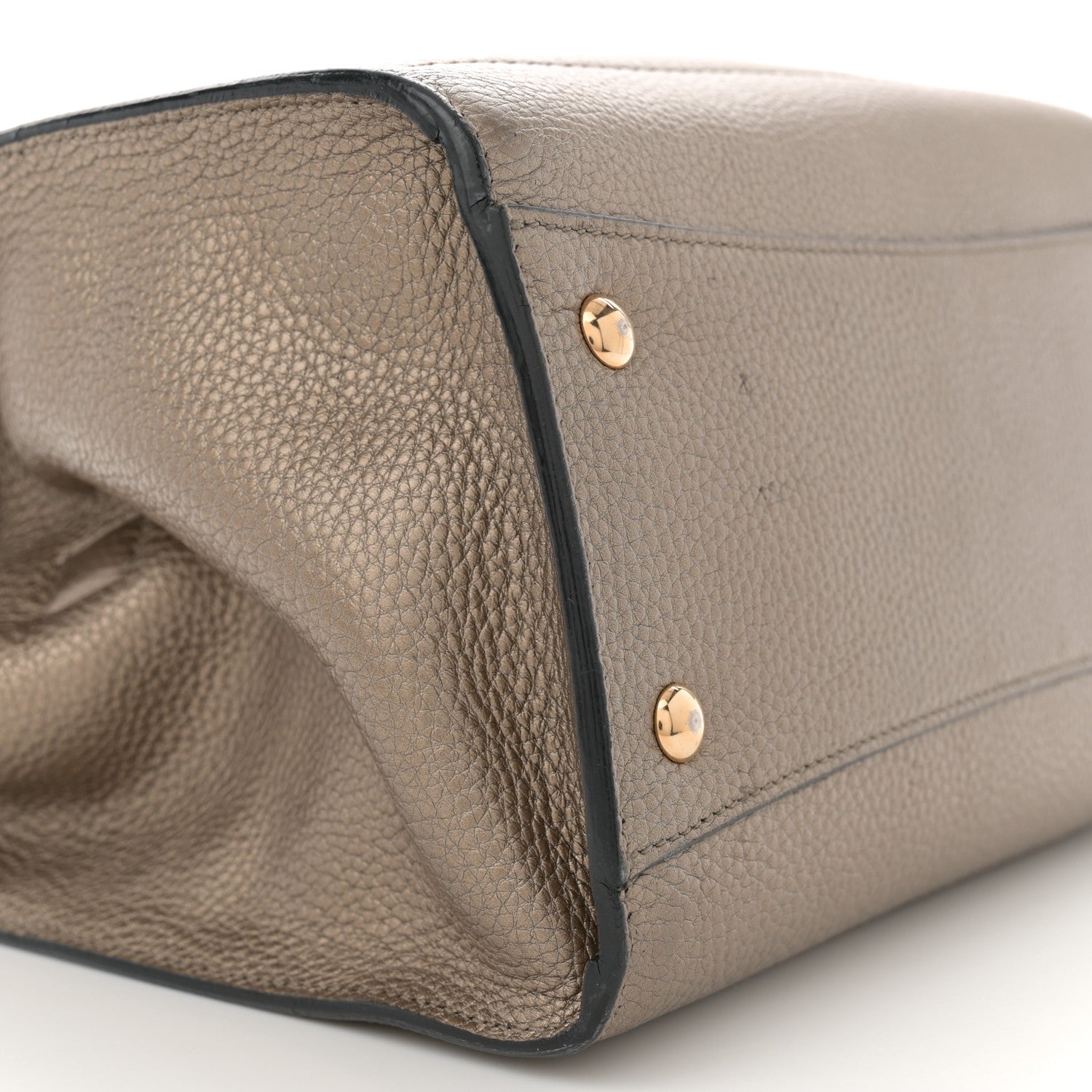 Salvatore Ferragamo Metallic Hammered Calfskin Double Handle Small Amy Tote Graphite 9 of 13