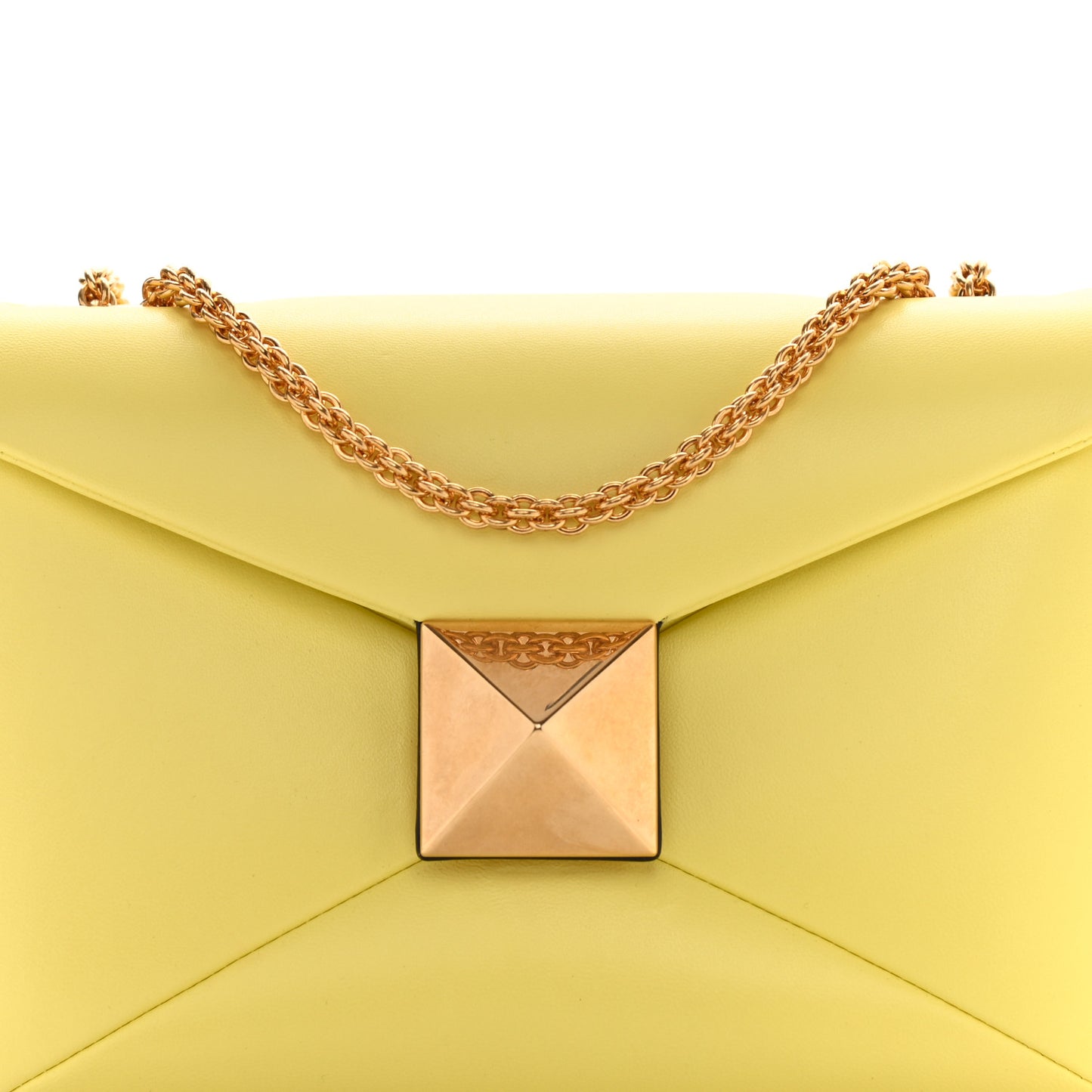Nappa One Stud Chain Clutch Pale Yellow