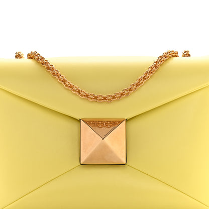 Valentino Garavani Nappa One Stud Chain Clutch Pale Yellow 7 of 12