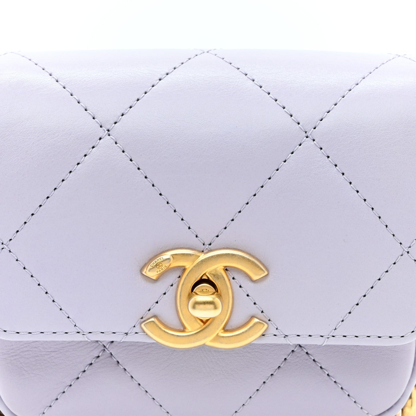 Calfskin Quilted Mini Framing Chain Bag Light Purple