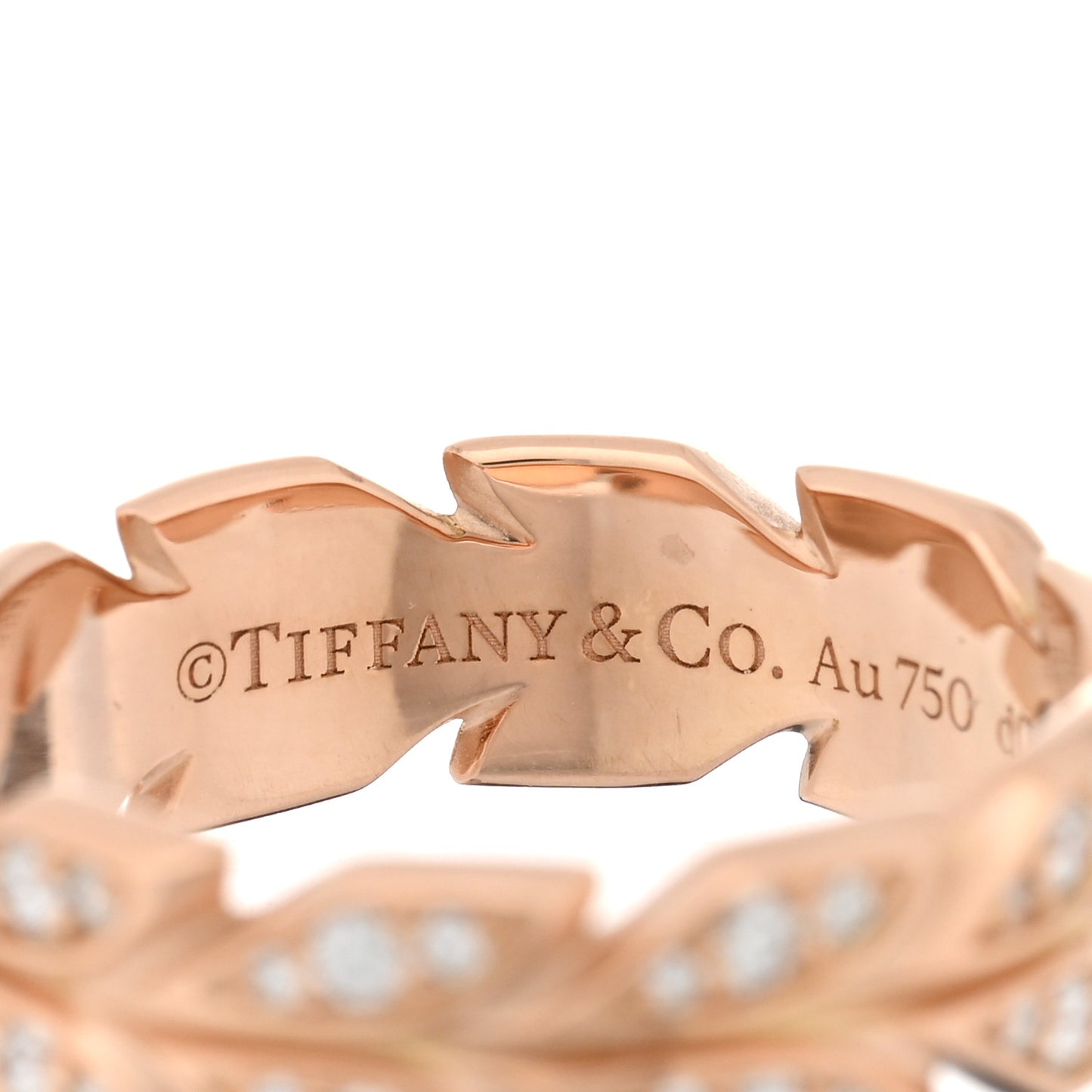 18K Rose Gold Diamond Victoria Vine Band Ring 54 7