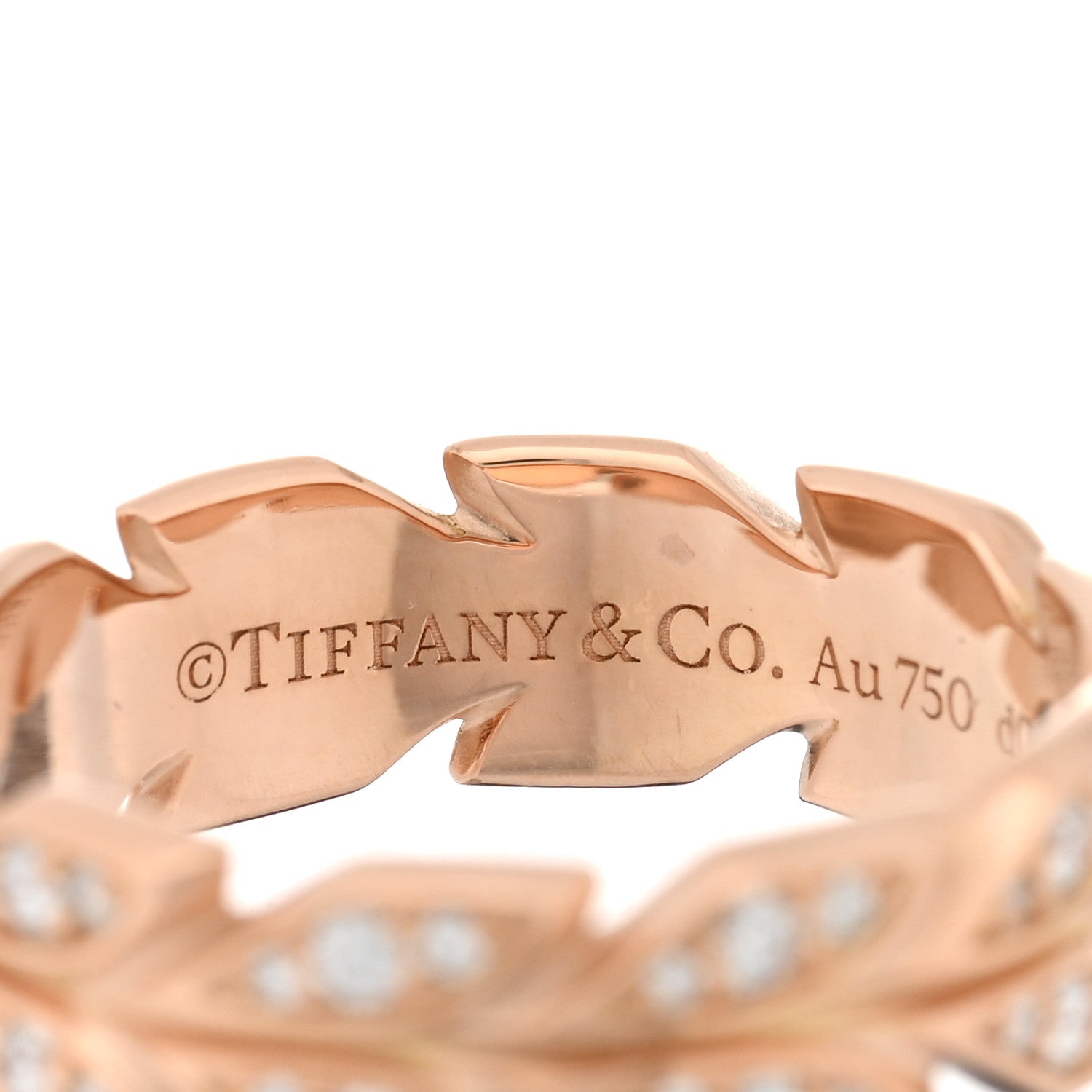 Tiffany 18K Rose Gold Diamond Victoria Vine Band Ring 54 7 4 of 5