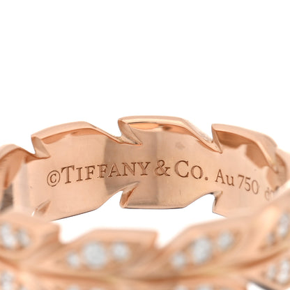 Tiffany 18K Rose Gold Diamond Victoria Vine Band Ring 54 7 4 of 5