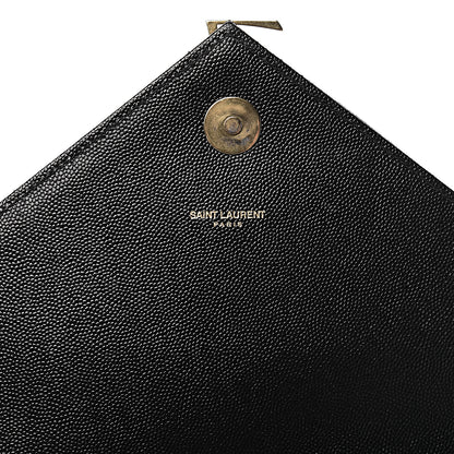 Saint Laurent Grain De Poudre Matelasse Chevron Large Monogram Satchel Black 6 of 20