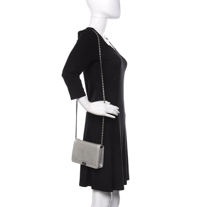Chanel Metallic Galuchat Stingray Lambskin Boy Wallet On Chain WOC Silver 2 of 14