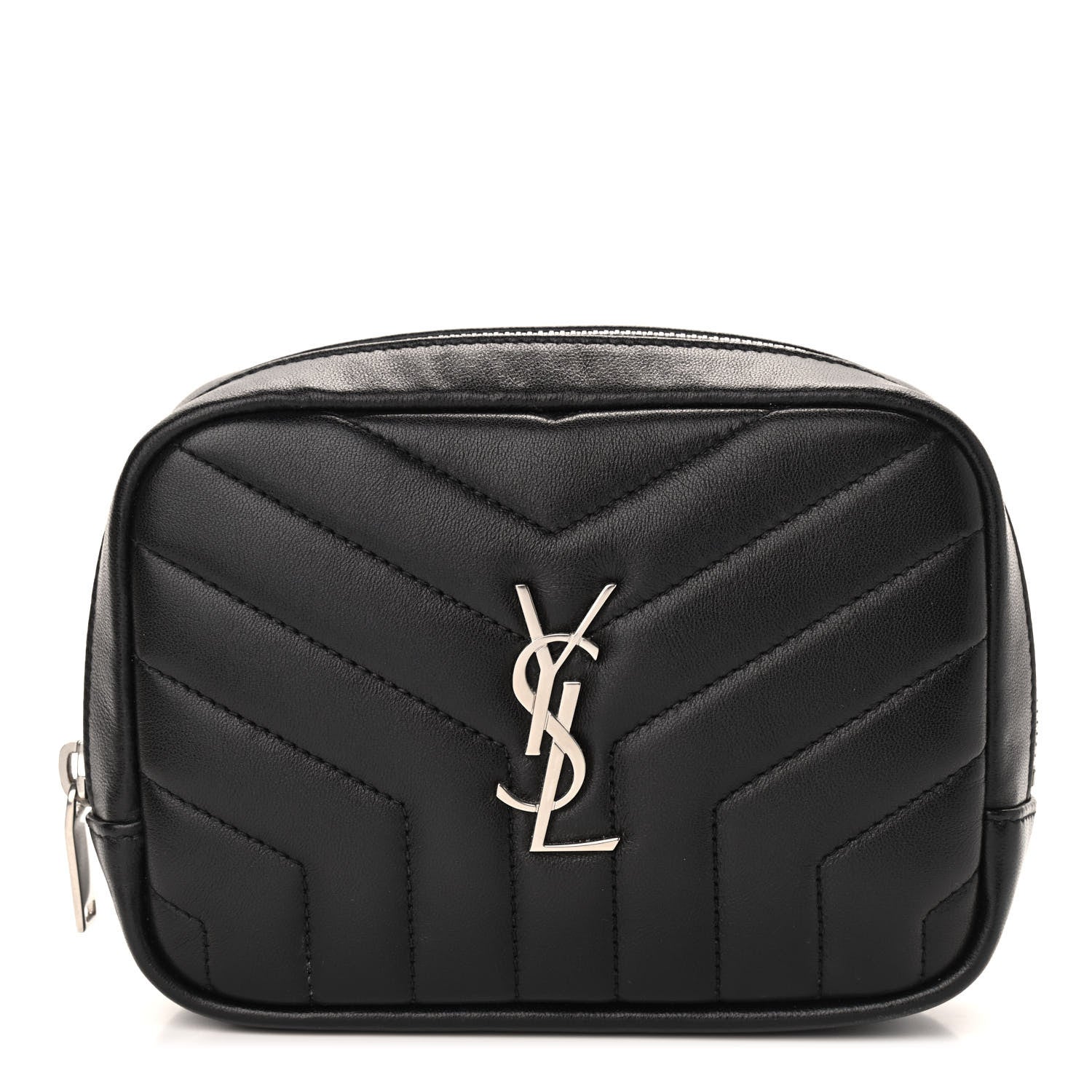 Saint Laurent Lambskin Y Quilted Monogram Loulou Cosmetic Case Black 1 of 8