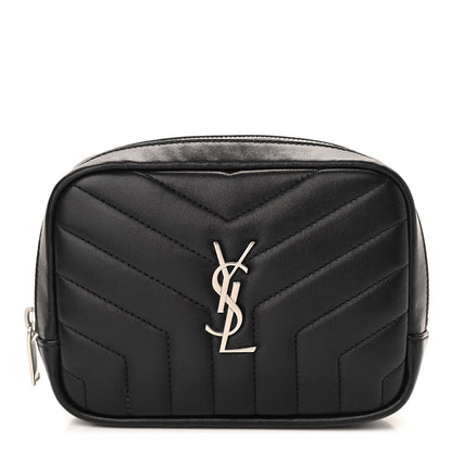 Saint Laurent Lambskin Y Quilted Monogram Loulou Cosmetic Case Black 1 of 8