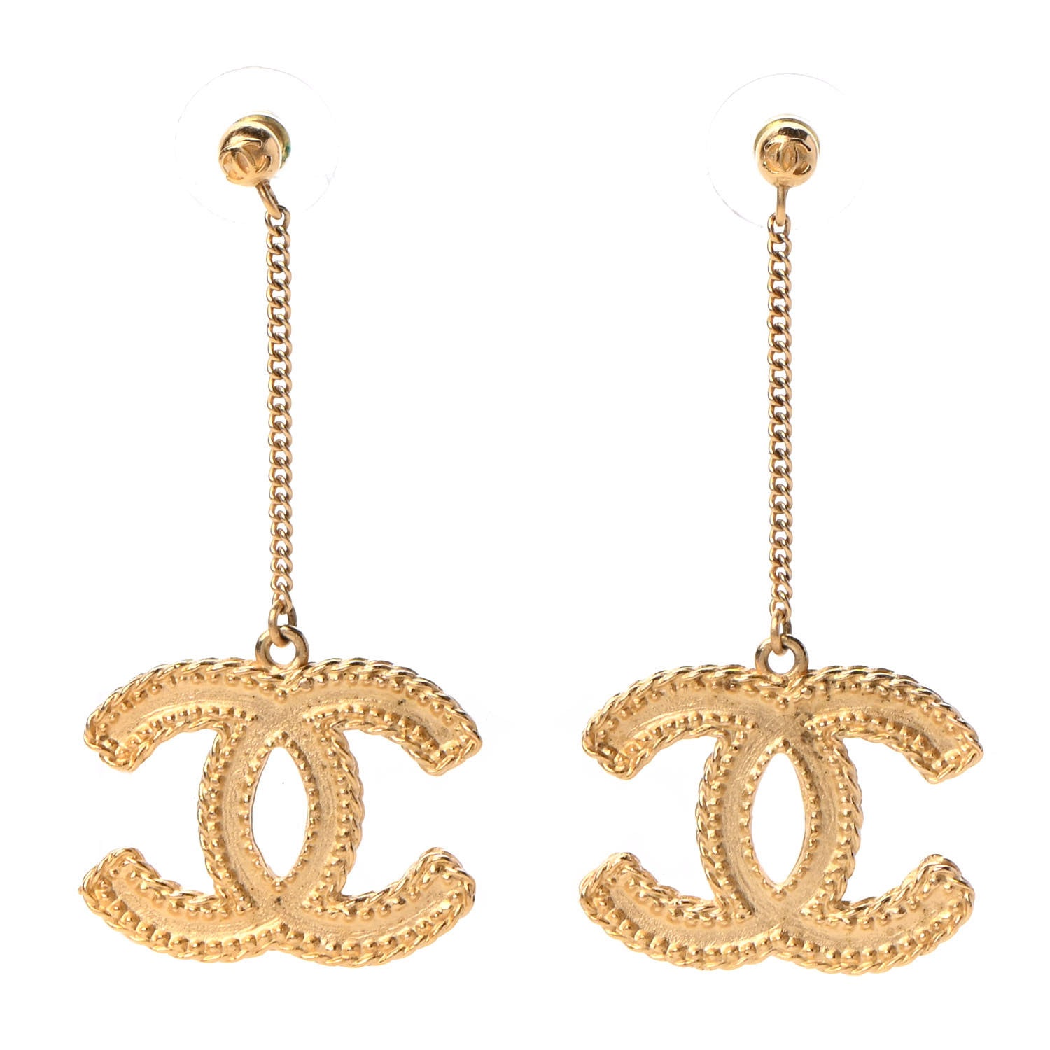 Chanel CC Drop Earrings Matte Gold 1 of 5