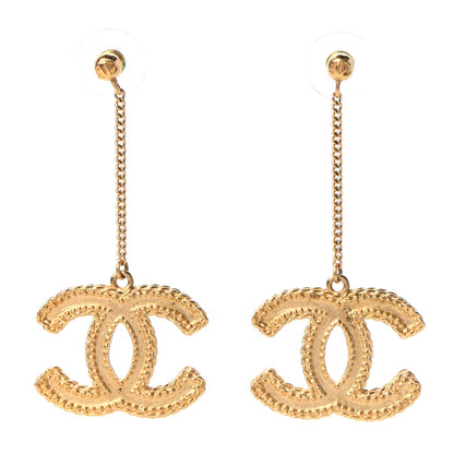 Chanel CC Drop Earrings Matte Gold 1 of 5