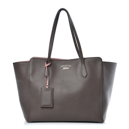 Gucci Dollar Calfskin Medium Swing Tote Grey Field Soft Pink 1 of 7