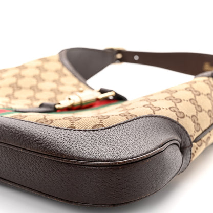 Gucci GG Supreme Monogram Azalea Calfskin Web Medium Jackie 1961 Hobo Beige Ebony Brown Sugar 10 of 11