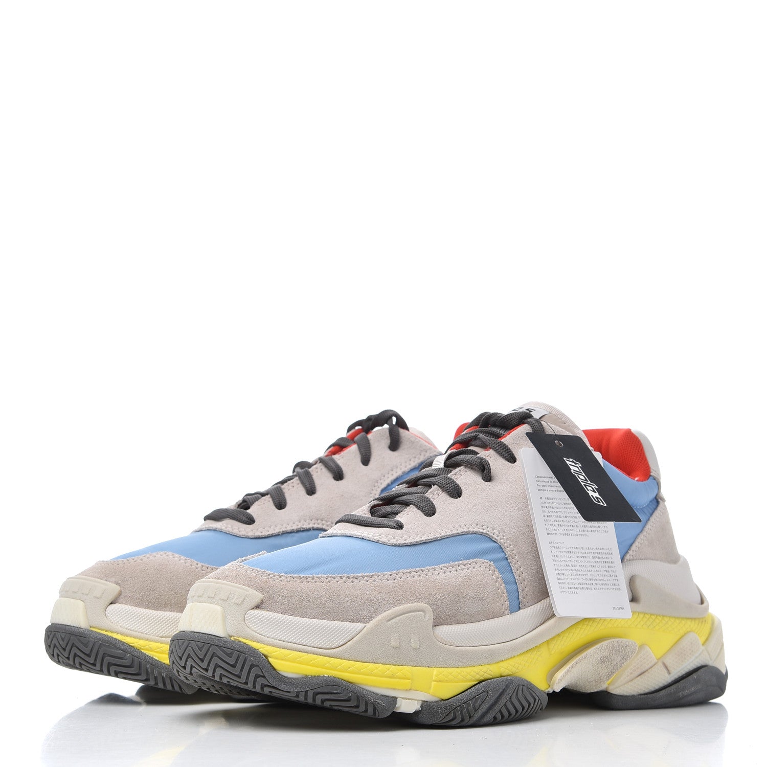 Balenciaga Nylon Suede Womens Triple S 2.0 Sneakers 40 Gris Bleu Rouge 3 of 17