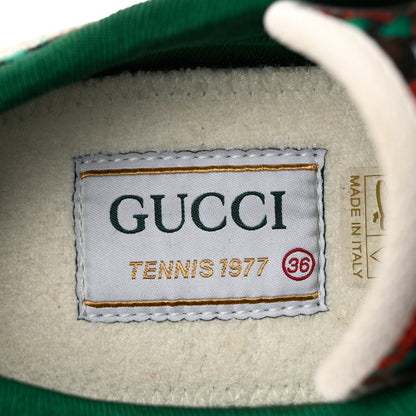 Gucci Cotton Wool Web Houndstooth Interlocking G Womens 1977 Tennis Sneakers 36 Red Green 6 of 9