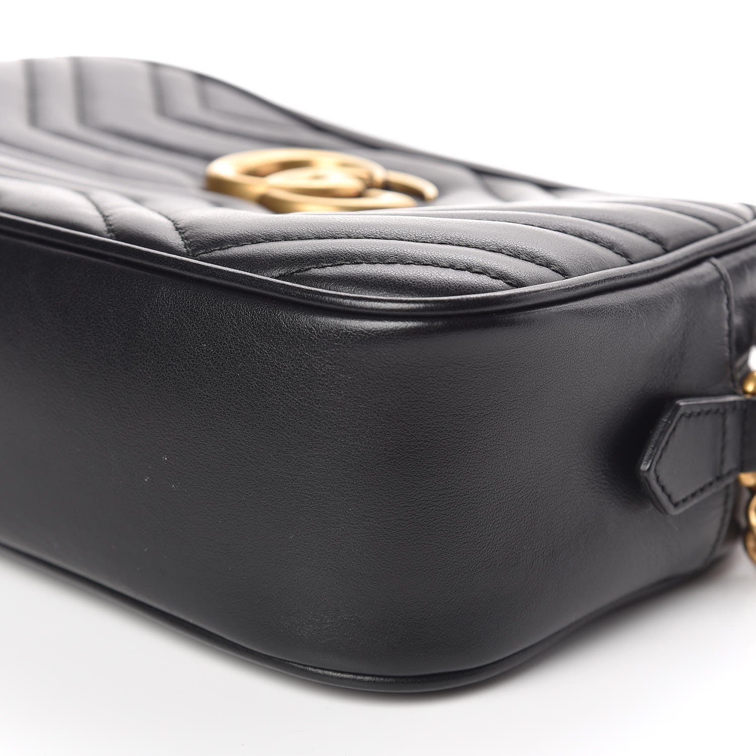 Gucci Calfskin Matelasse Small GG Marmont Chain Shoulder Bag Black 9 of 10