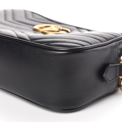 Gucci Calfskin Matelasse Small GG Marmont Chain Shoulder Bag Black 9 of 10