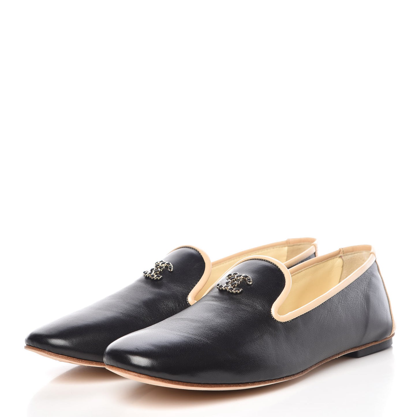 Lambskin CC Chain Loafers 38 Black