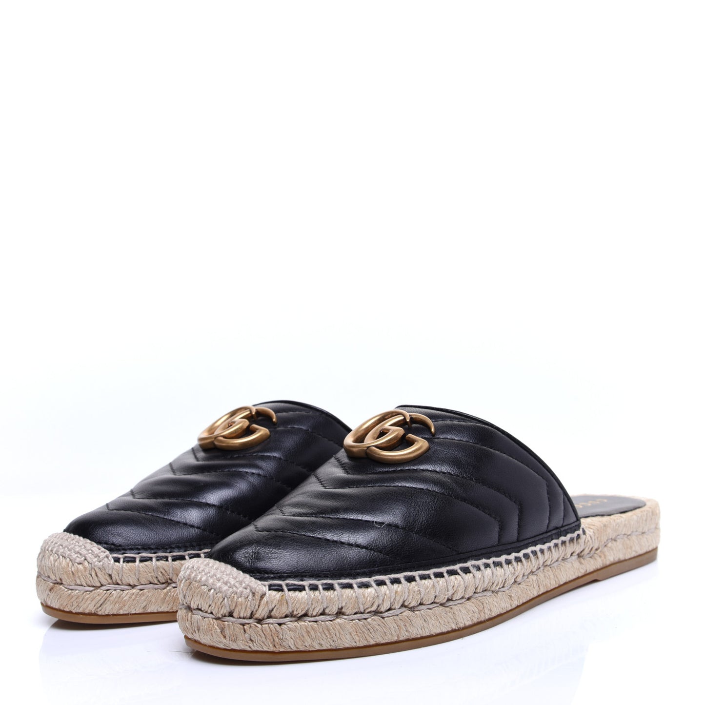 Nappa Matelasse GG Marmont Espadrille Slippers 37.5 Black