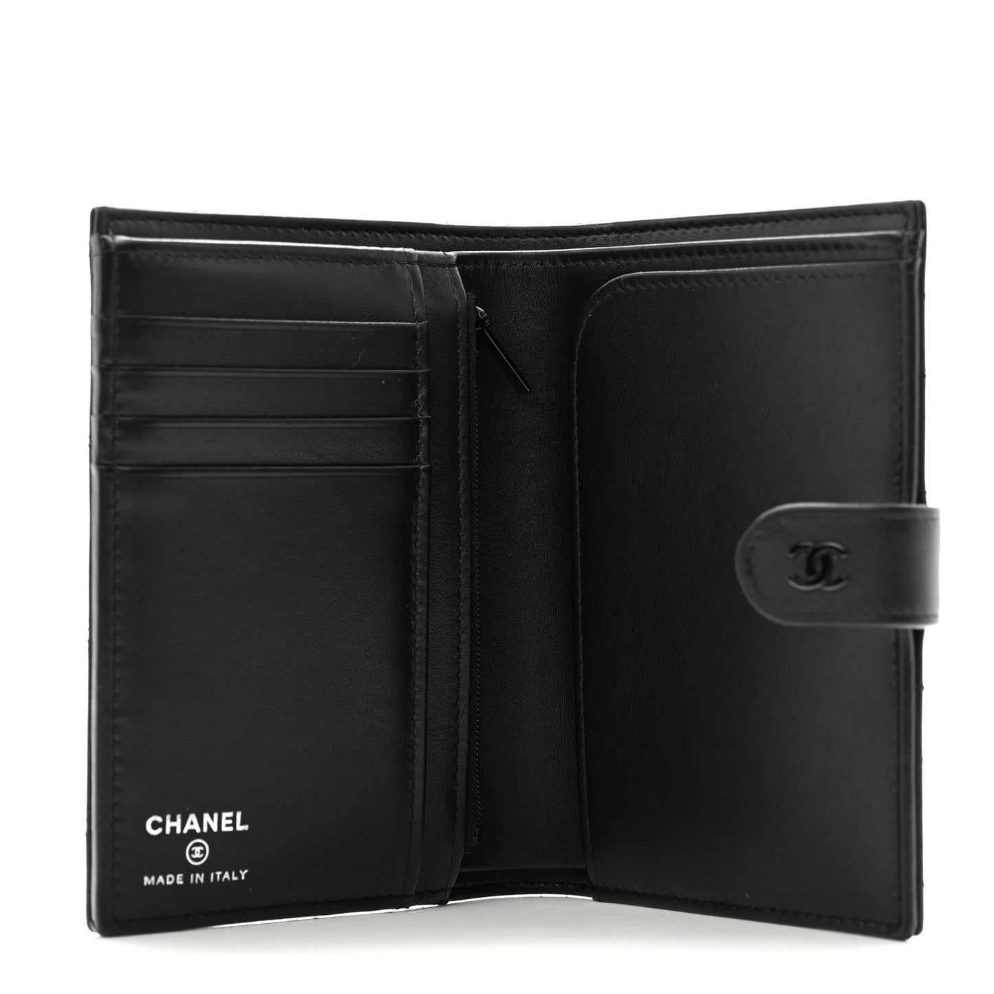 Grained Calfskin Quilted passport Holder Wallet So Black