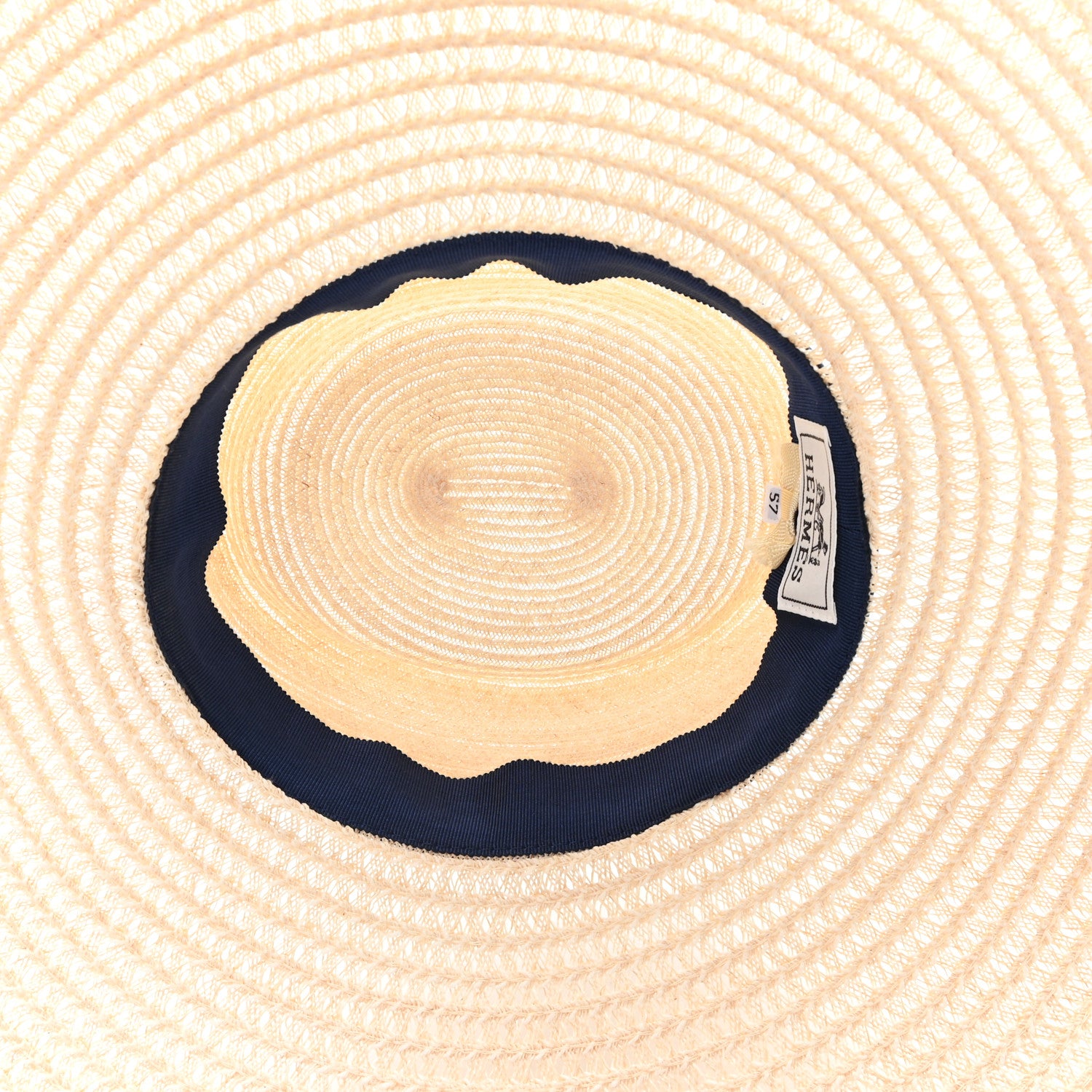 Hermes Straw Chapeau Kalliope Pierce Hat 57 Naturel Light Indigo 7 of 10