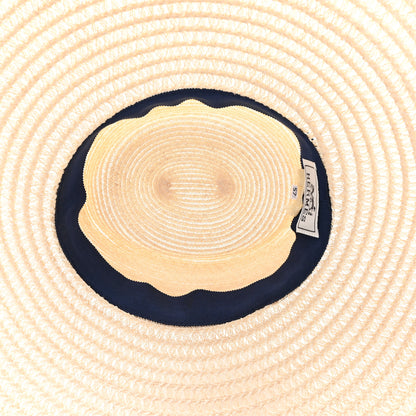 Hermes Straw Chapeau Kalliope Pierce Hat 57 Naturel Light Indigo 7 of 10