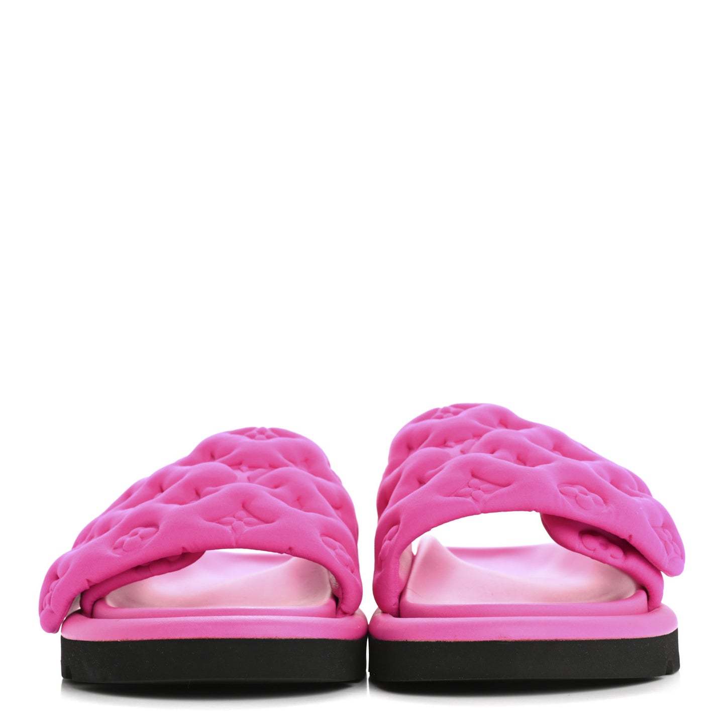 Technical Fabric Embossed Monogram Pool Pillow Comfort Mules 37 Fuchsia