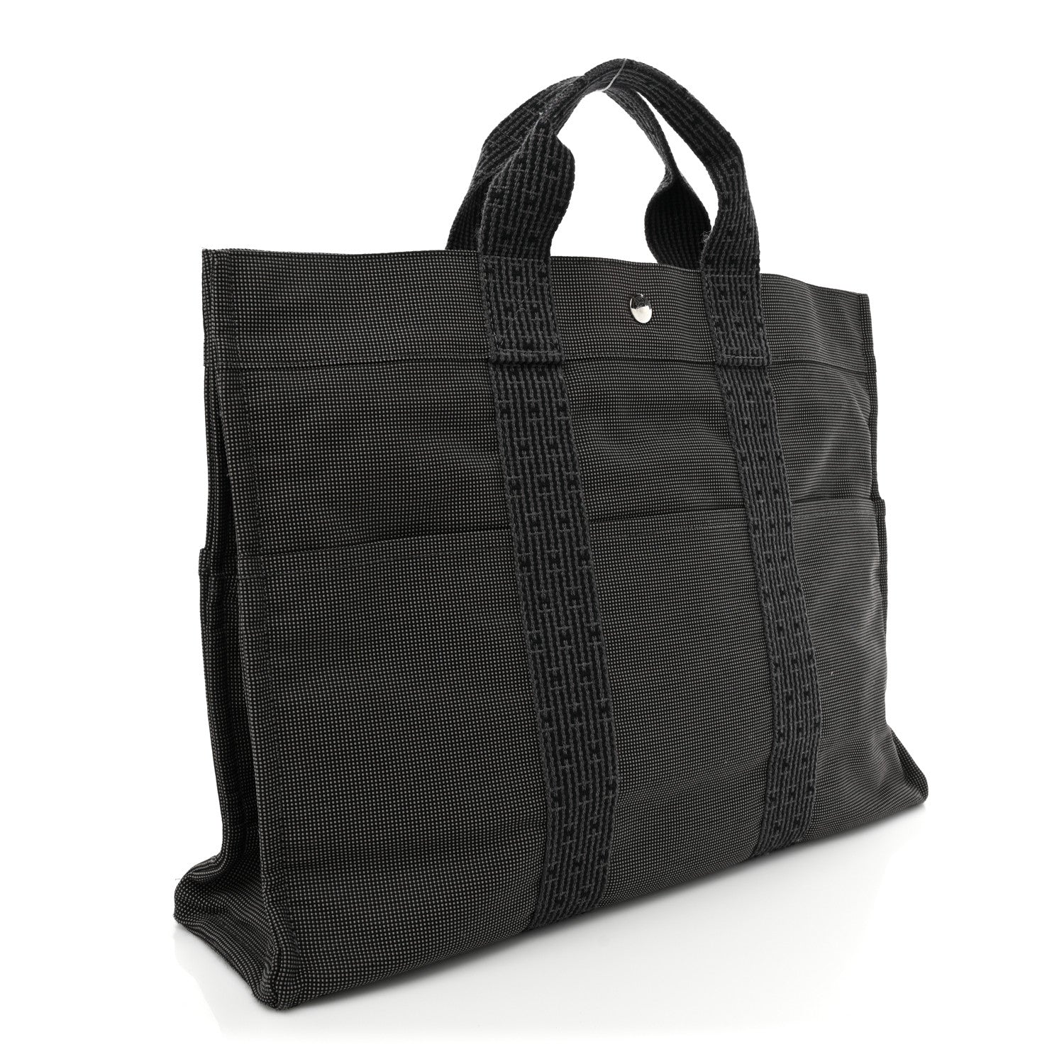 Hermes Toile Fourre Tout MM Grey Black 3 of 12
