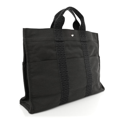 Hermes Toile Fourre Tout MM Grey Black 3 of 12