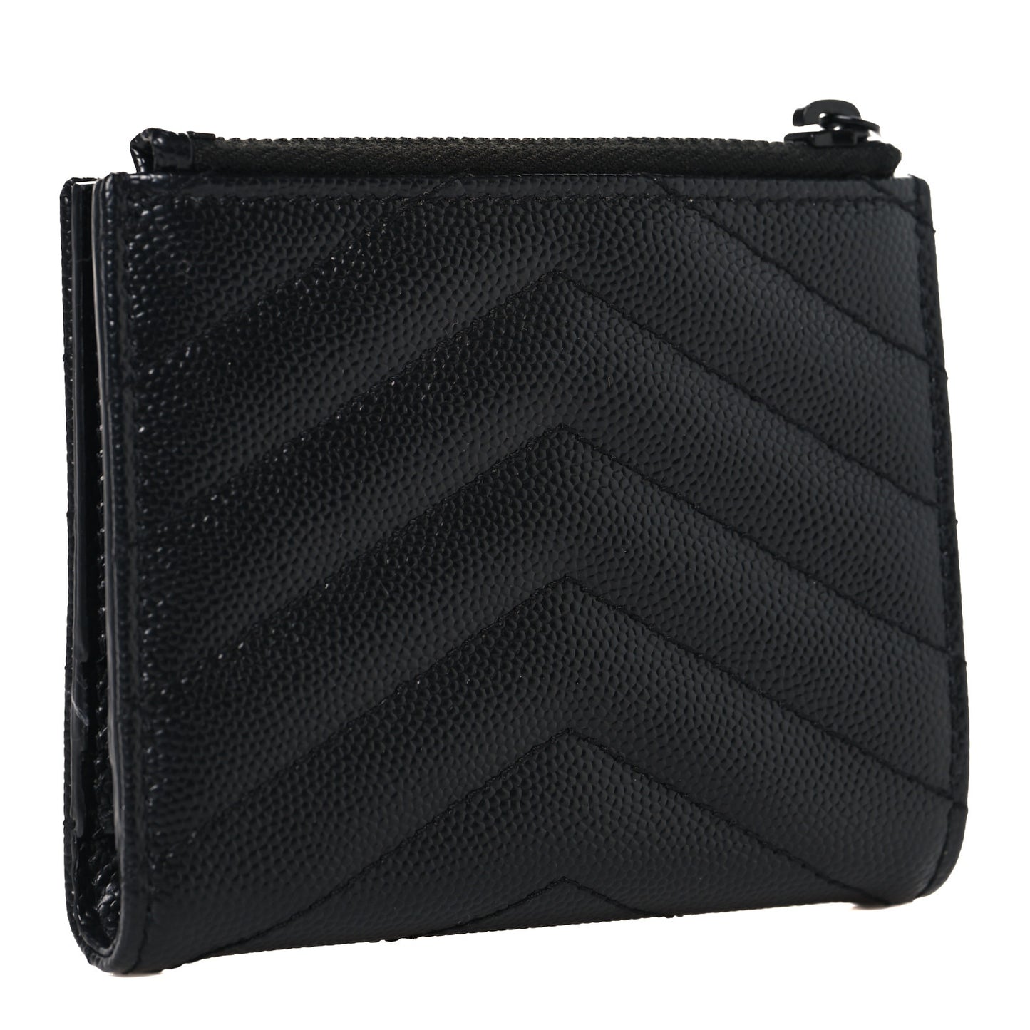 Grain De Poudre Matelasse Chevron Monogram Zipped Card Case Black Black